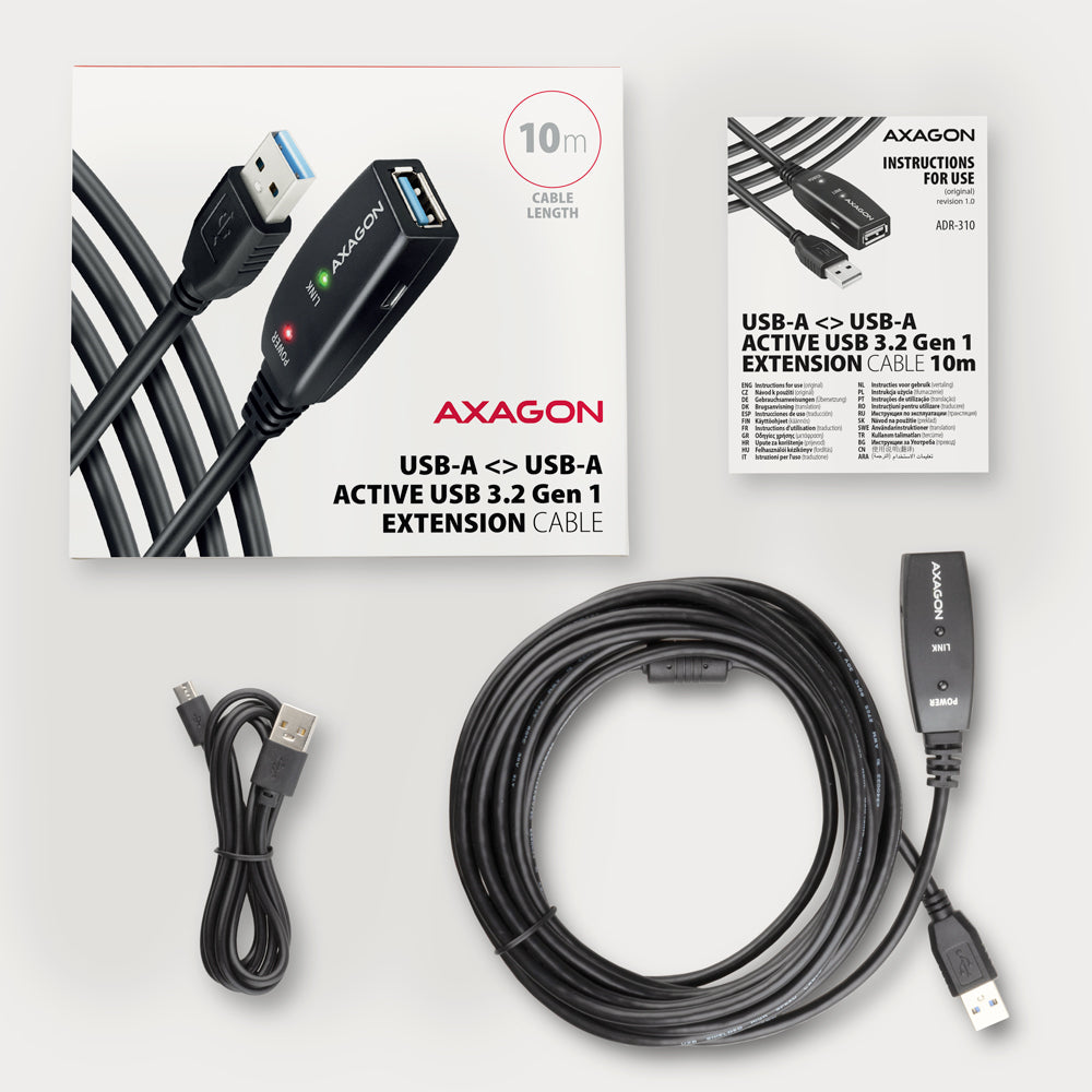 AXAGON USB 3.2 Gen 1 USB forlængerkabel Sort - vue 8