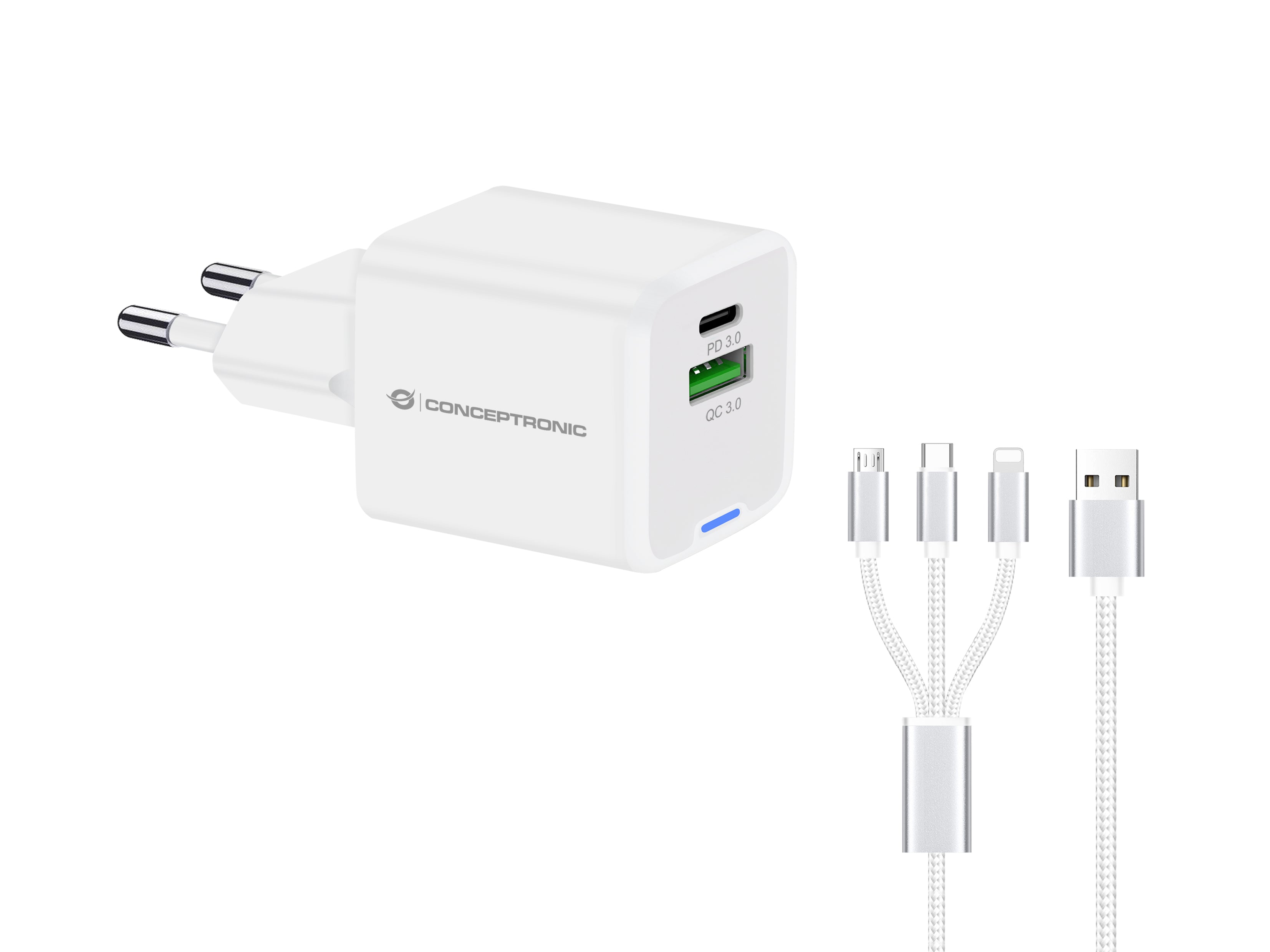 Conceptronic ALTHEA16W chargeur d'appareils mobiles Universel Blanc Secteur Charge rapide Intérieure