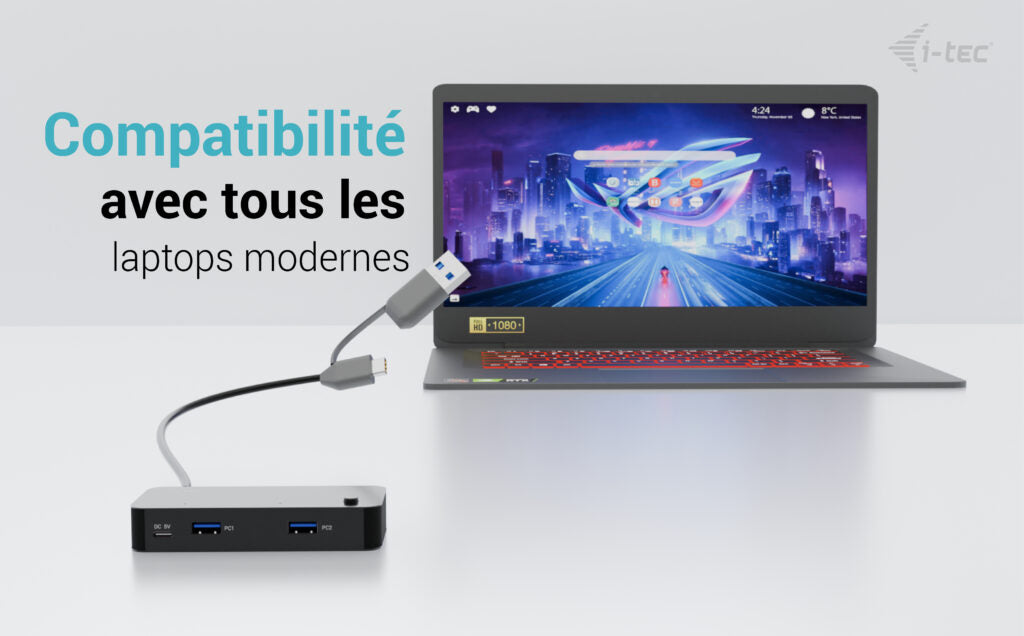 i-tec Universal KVM HUB 2x USB-C + 2x USB-A 3.0