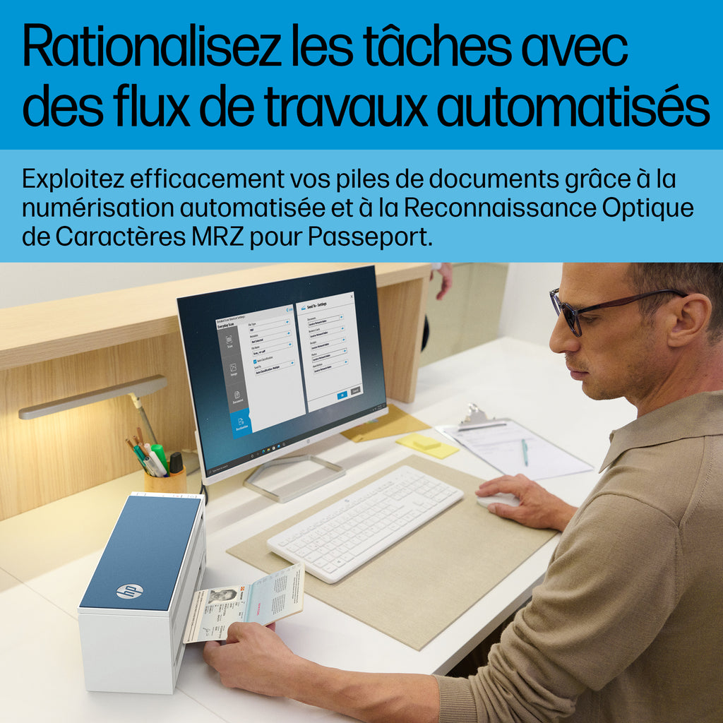 HP ScanJet Pro 4200 s1 Scanner à défilement A4 et passeport / carte d’identité, jusqu’à 40ppm/80ipm, 600x 600 DPI