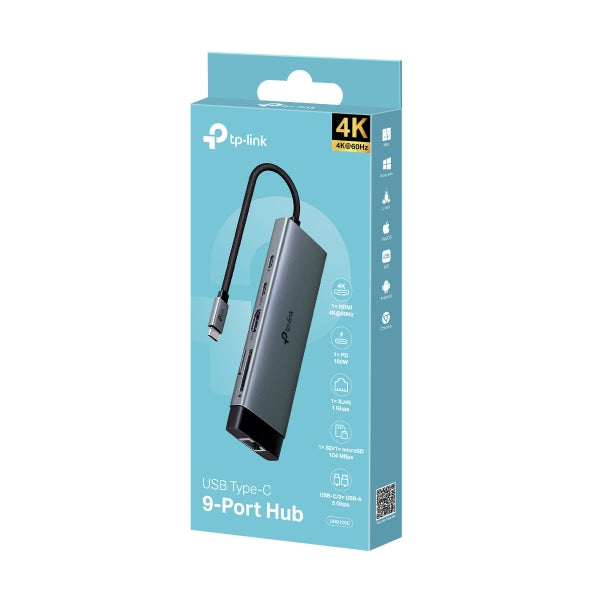 TP-Link UH9120C Hub USB 3.2 Gen 1 Type-C, 5000 Mbit/s, HDMI, RJ-45, Lecteur SD/MicroSD