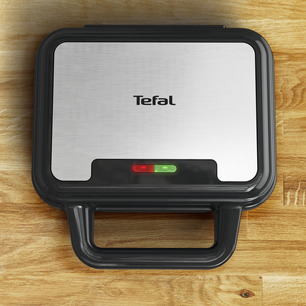 Tefal SW383D10 Gaufrier et Appareil à Croque-Monsieur, 700 W, Noir et Acier Inoxydable