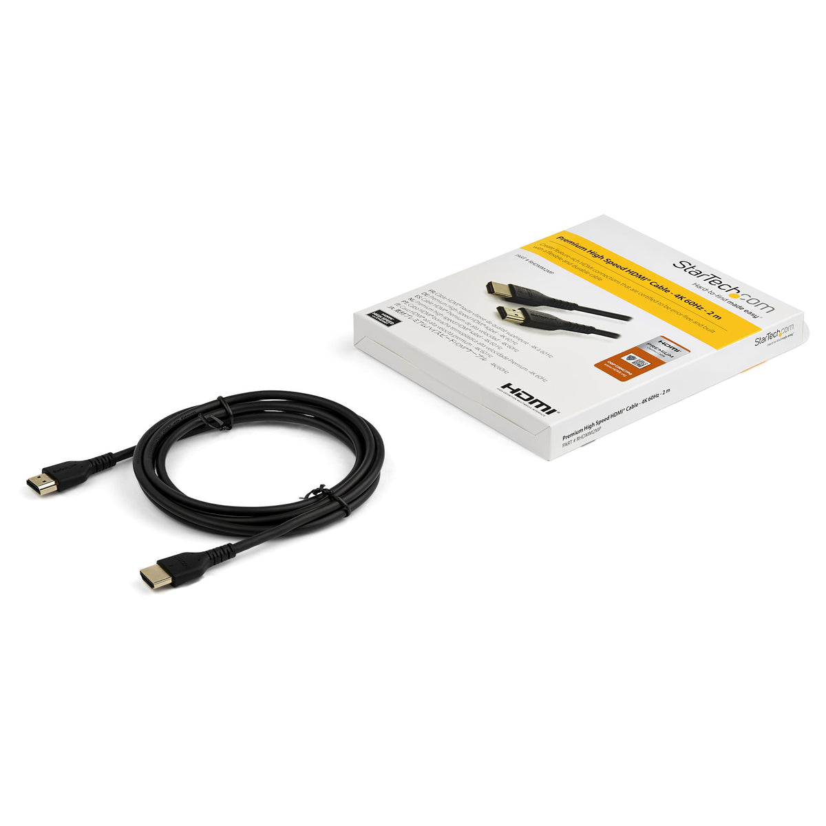StarTech.com Câble HDMI 2.0 Fin 2m Certifié Premium, UHD 4K 60Hz HDR10, Ethernet, Fibre d'Aramide et Gaine TPE