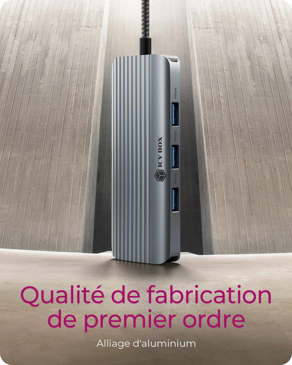 ICY BOX IB-DK4034a-CPD Avec fil USB 3.2 Gen 1 (3.1 Gen 1) Type-C Aluminium, Argent
