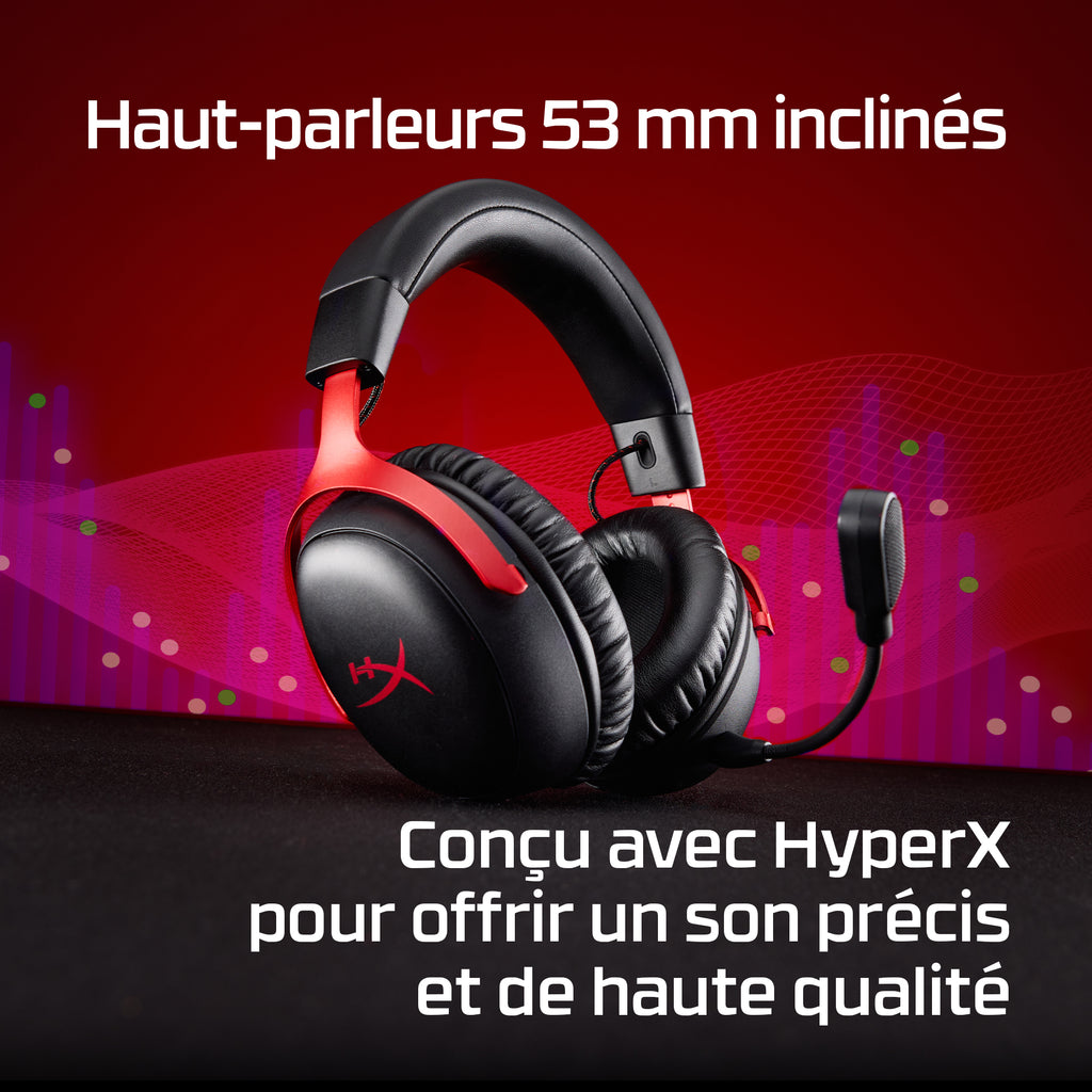 HyperX Cloud III S Sans fil – Casque gamer (noir-rouge)
