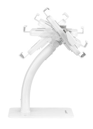 Manhattan Support antivol de bureau pour tablette/iPad, universel, rotation 360°, inclinaison +20° à -110°, verrouillable, blanc, tablettes 7,9"–11"