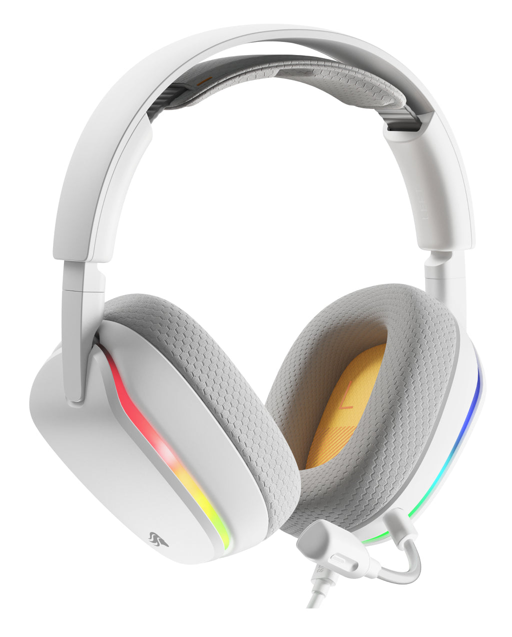 Glorious Gaming Glorious GHS Eternal RGB - Casque gaming stéréo RGB pour PC, PS5, PS4, Switch. Transducteurs inclinés sur mesures, micro détachable USB-C haute-clarté ajustable. Résistant, confort longue durée. Blanc