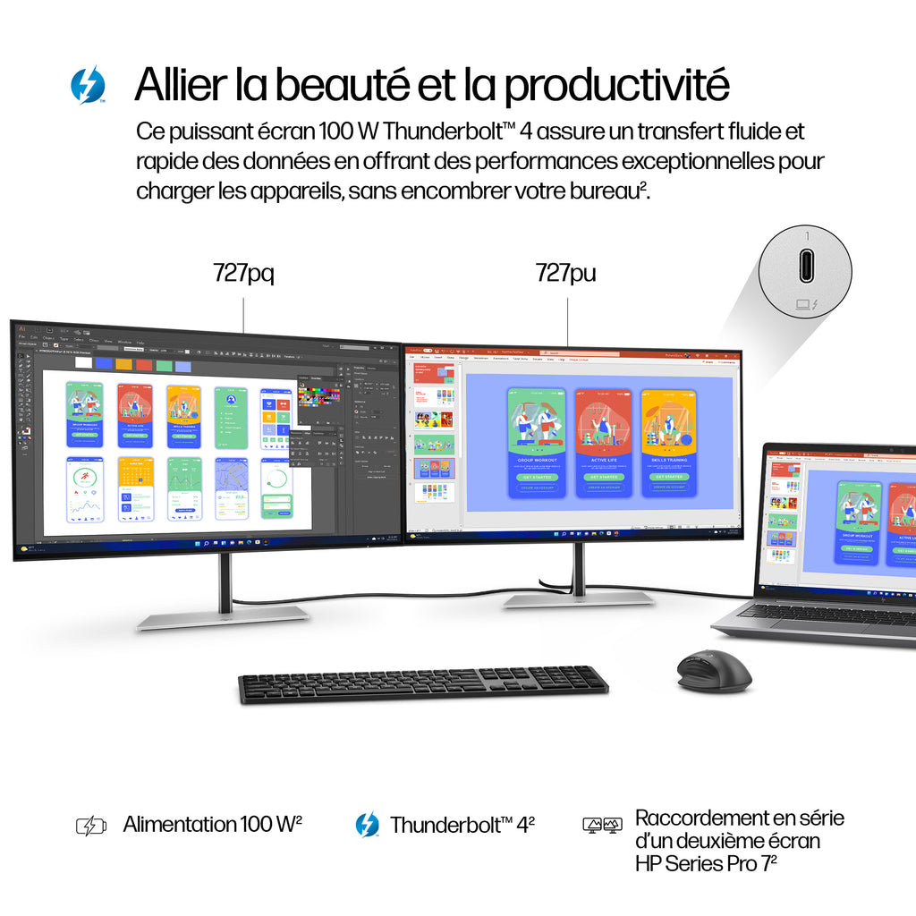 HP Series 7 Pro Écran QHD Thunderbolt 4 27 pouces - 727pu Sans PVC