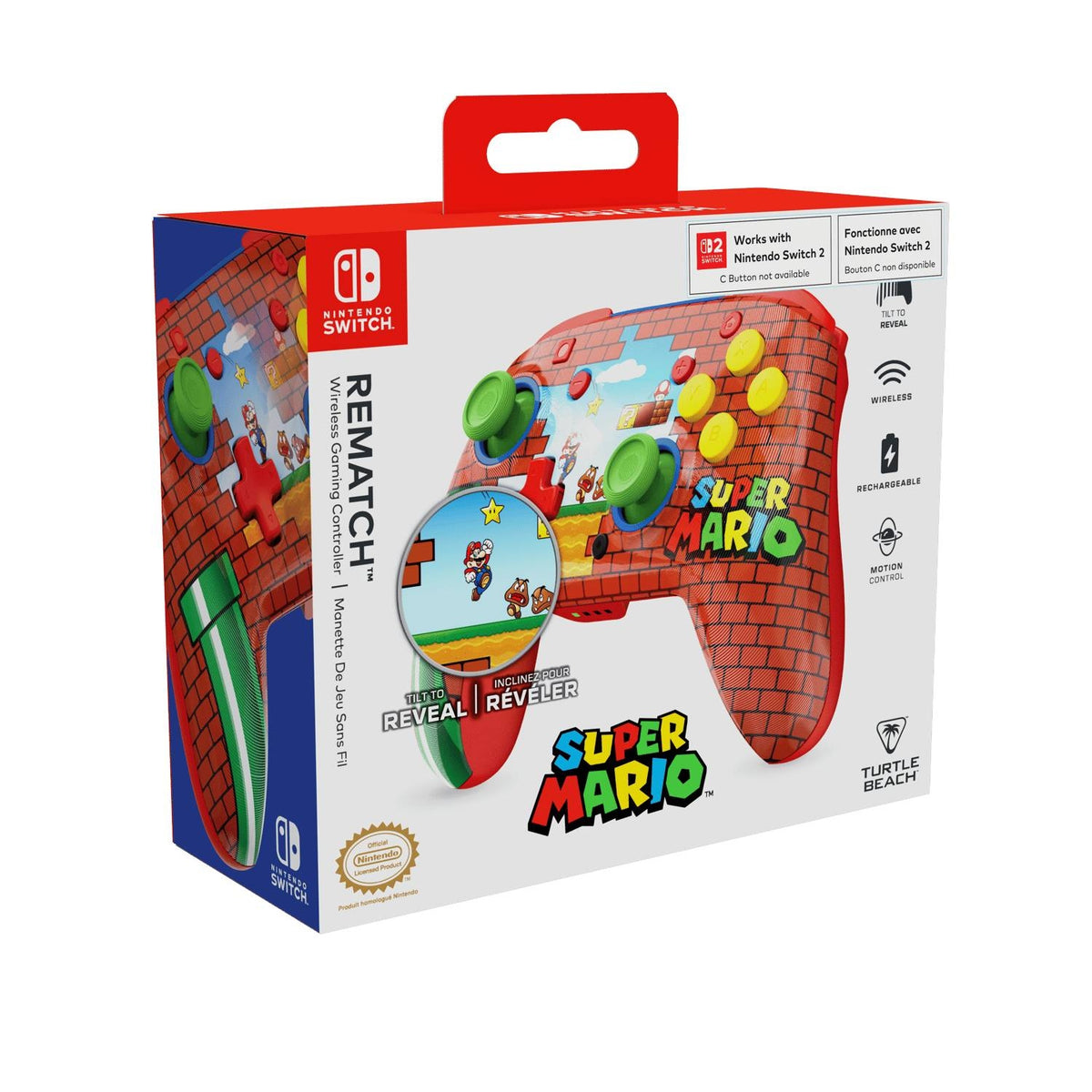 Turtle Beach Manette sans fil Rematch Mario Bricks pour Switch