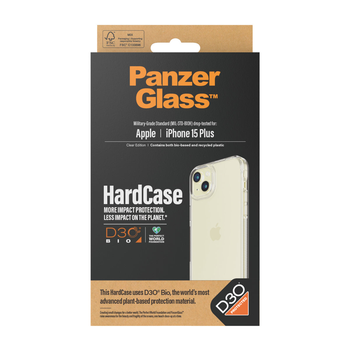PanzerGlass HardCase Transparent avec D3O pour iPhone 15 Plus, Coque de Protection