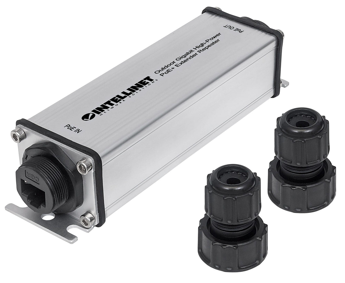 Intellinet Répéteur-extenseur PoE+ Gigabit Extérieur IP65, IEEE 802.3at/af, Portée 100m