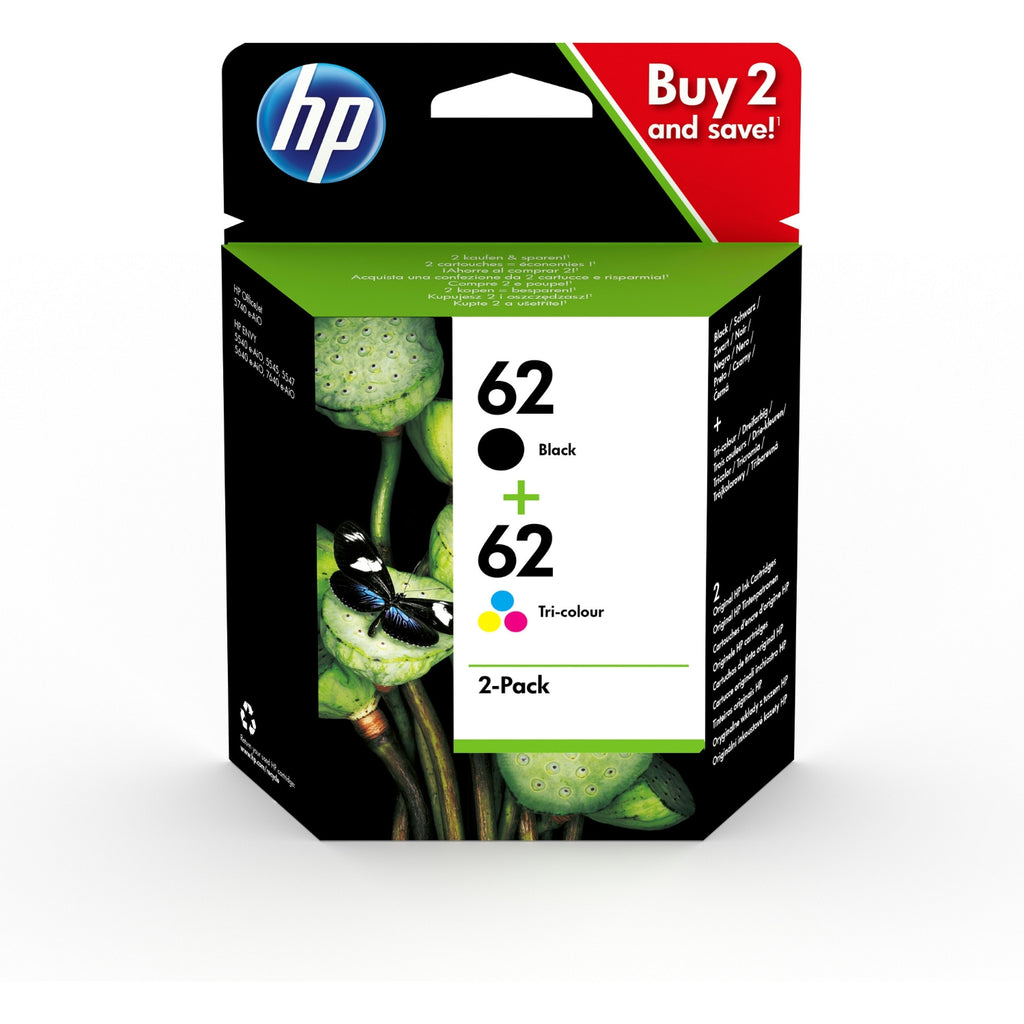 HP Pack de cartouches d'encre d'origine noir + 3 couleurs 62