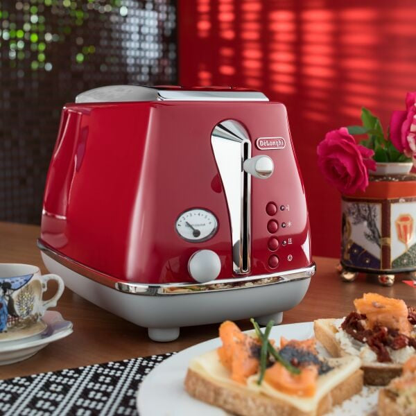 De’Longhi Icona Capitals Grille-pain 2 Tranches 900 W, Rouge