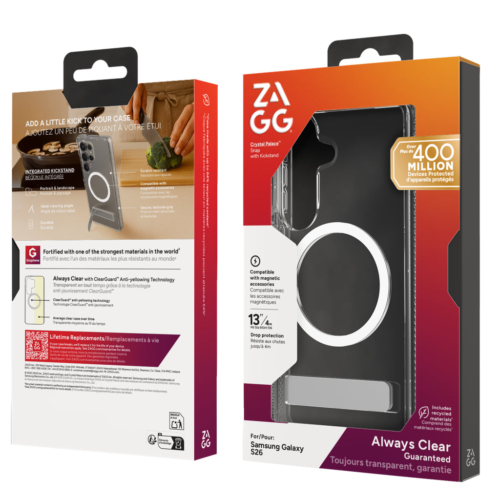 ZAGG Crystal Palace Snap KS Coque de Protection Transparente pour Samsung Galaxy S26 6.3"