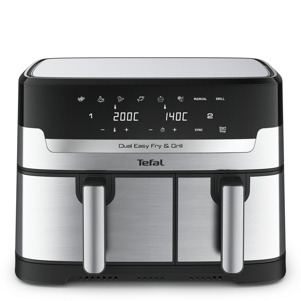Tefal Dual Easy Fry & Grill EY905D Friteuse à Air Chaud Double 8,3 L 2700 W Acier Inoxydable