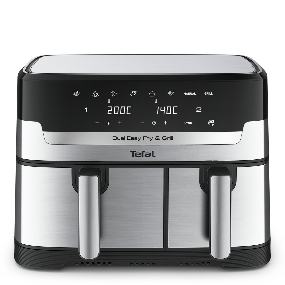 Tefal Dual Easy Fry & Grill EY905D Friteuse à Air Chaud Double 8,3 L 2700 W Acier Inoxydable