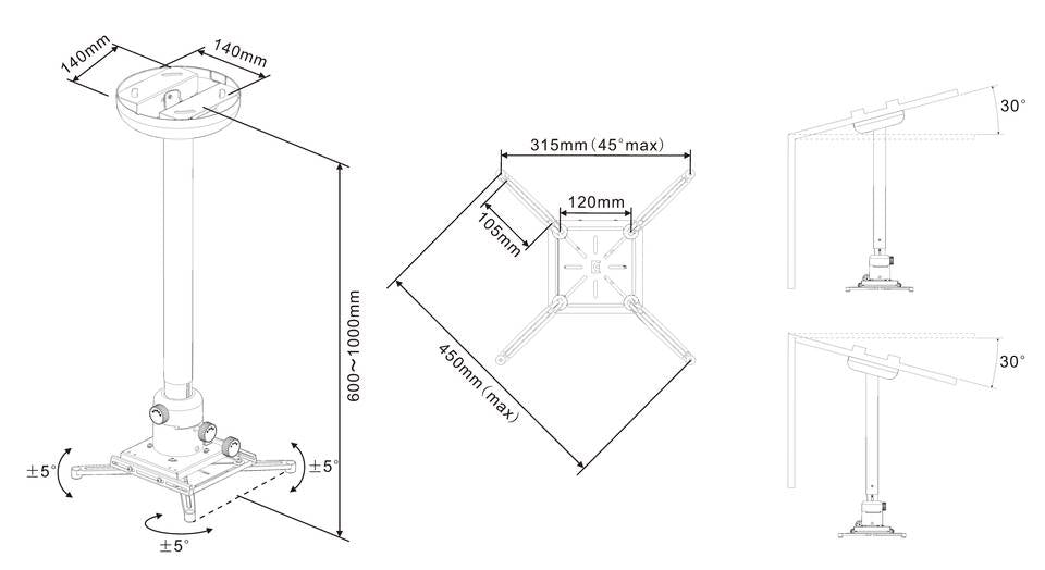 Multibrackets 0735 support pour projecteurs Plafond Blanc