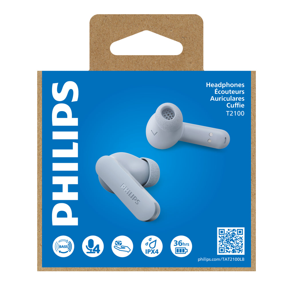 Philips TAT2100 Casque True Wireless Stereo (TWS) Ecouteurs Appels/Musique Bluetooth Bleu clair