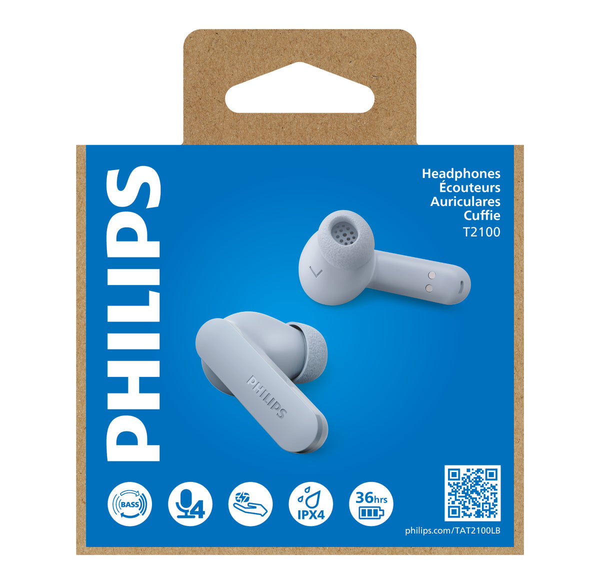 Philips TAT2100 Casque True Wireless Stereo (TWS) Ecouteurs Appels/Musique Bluetooth Bleu clair