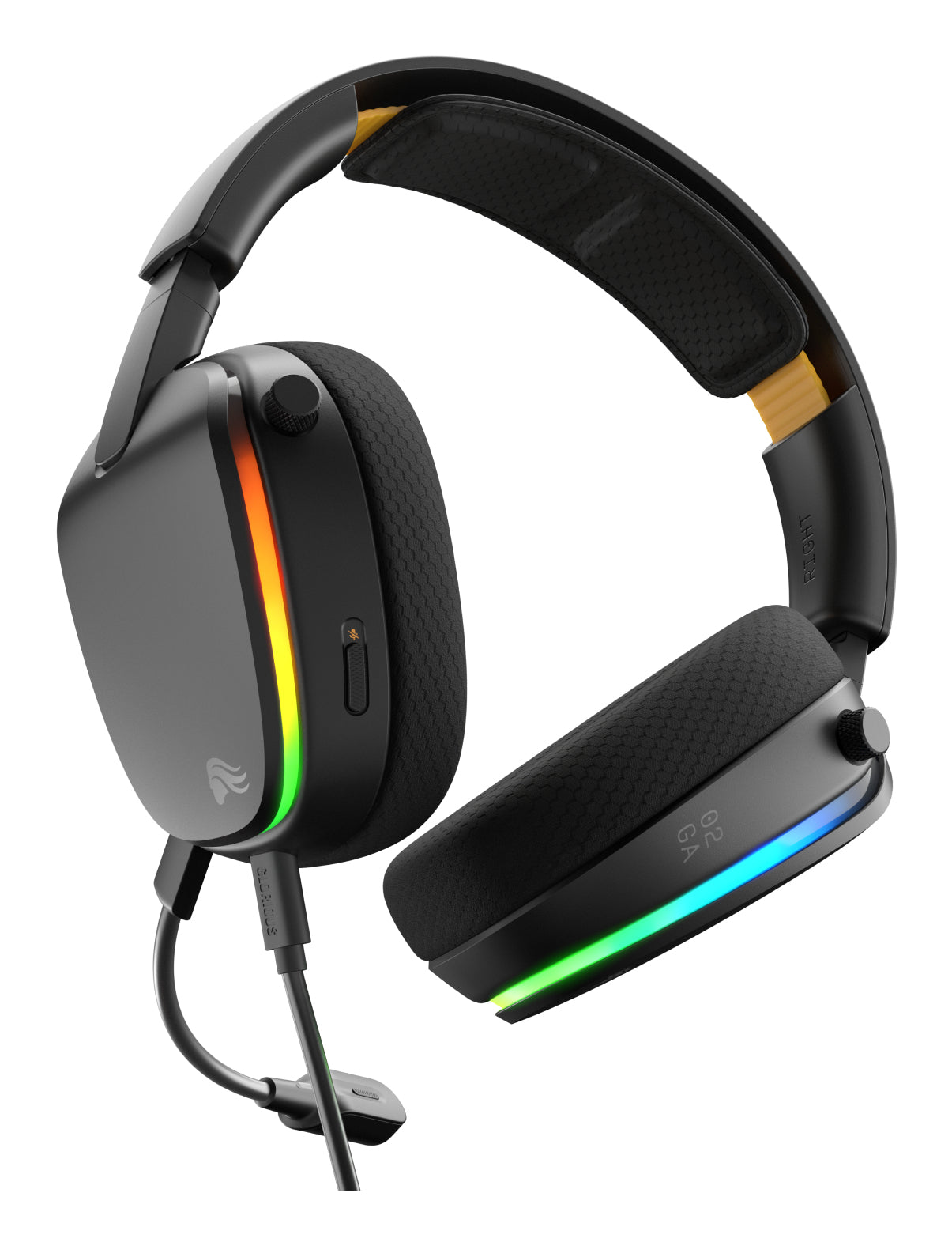 Glorious Gaming Glorious GHS Eternal RGB - Casque gaming stéréo RGB pour PC, PS5, PS4, Switch. Transducteurs inclinés sur mesures, micro détachable USB-C haute-clarté ajustable. Résistant, confort longue durée. Noir