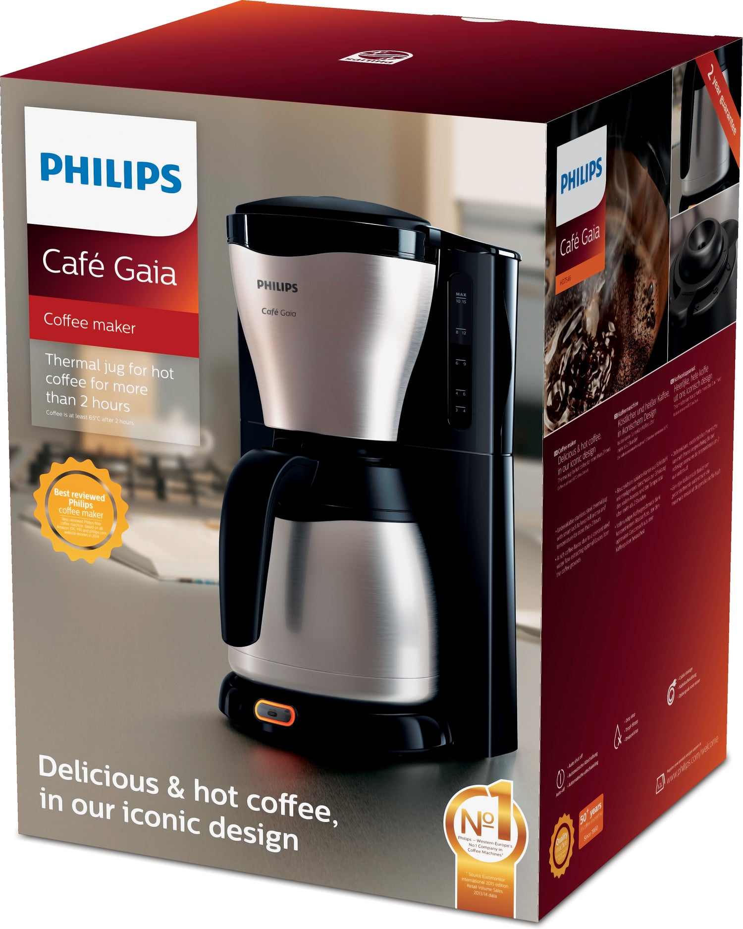 Philips Café Gaia Collection Café Gaia HD7546/20 Cafetière filtre, verseuse isotherme, métal