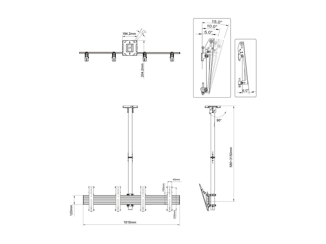 Support de Montage pour Écrans 76,2 cm à 106,7 cm (30"-42"), Noir
