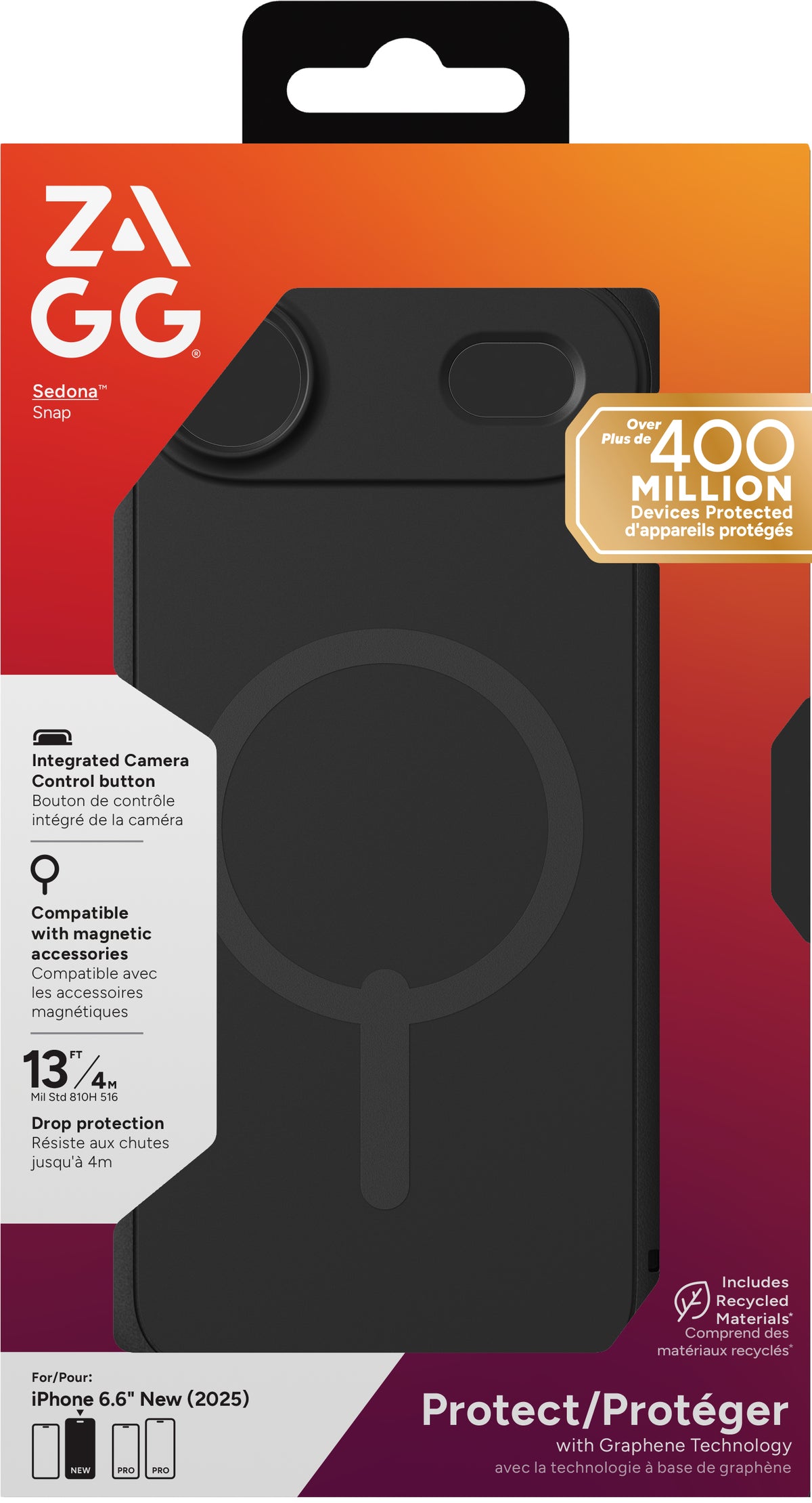 ZAGG Sedona Snap coque de protection pour téléphones portables 16,5 cm (6.5") Housse Noir