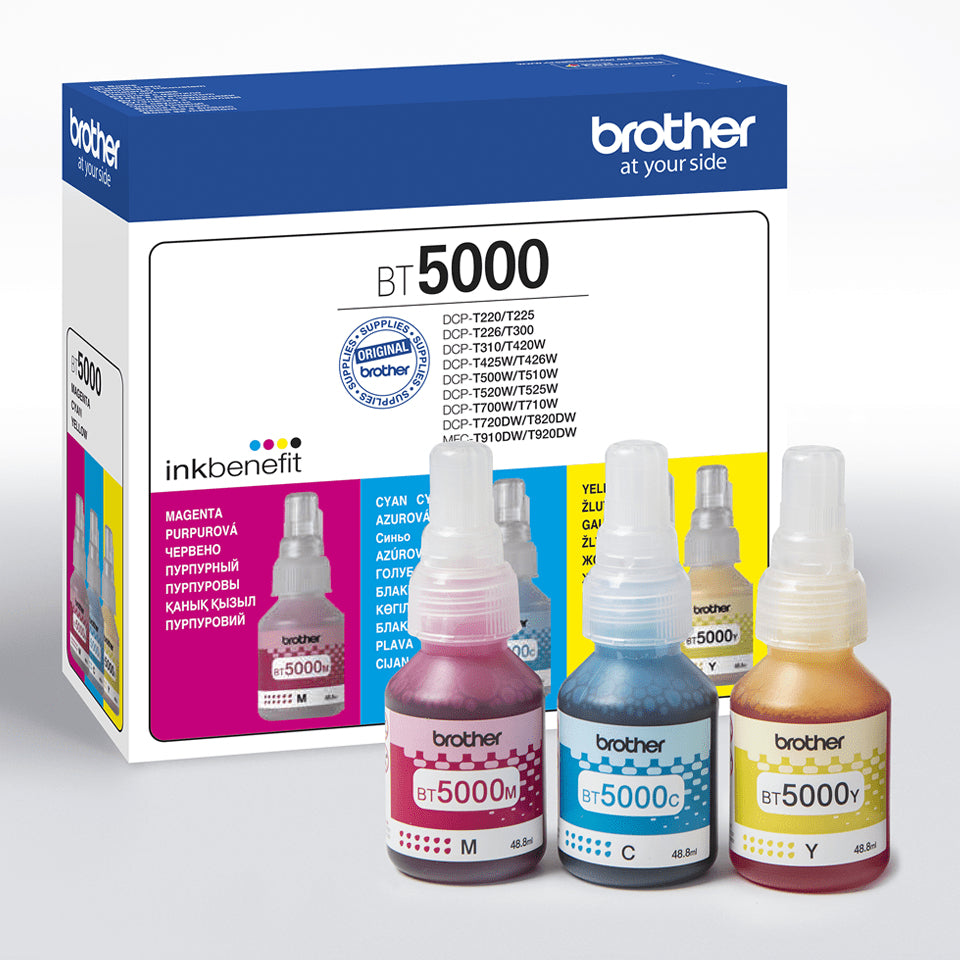 Brother BT5000CL Value Pack Gul Cyan Magenta 5000 sider Blækrefill - vue 2