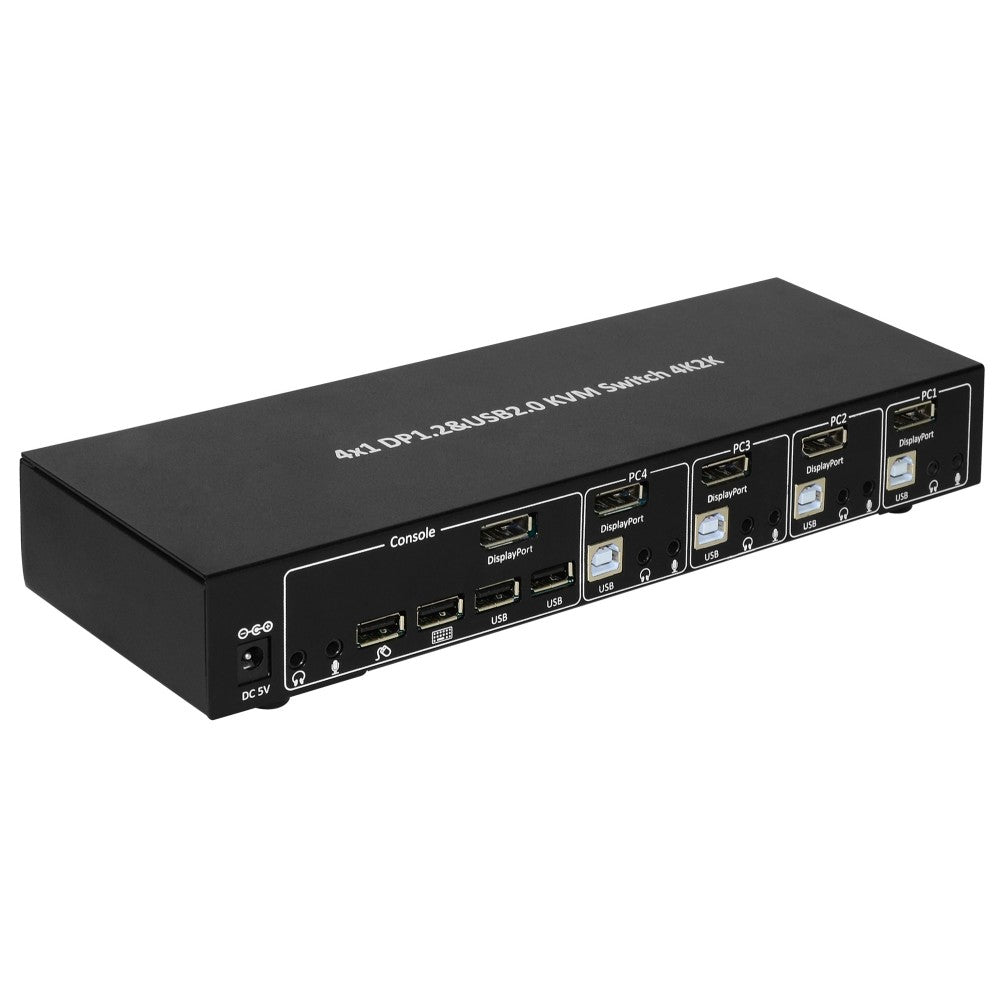 Commutateur KVM IDATA DP-KVM4 DisplayPort 4K Ultra HD, USB, Noir