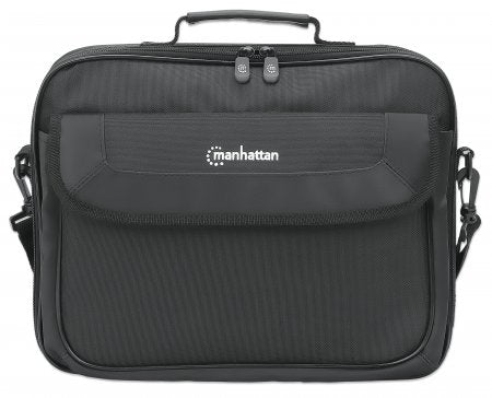 Manhattan Sacoche PC Portable Cambridge 14,1" Noire, Design Clamshell, Poche Accessoires et Bandoulière Amovible