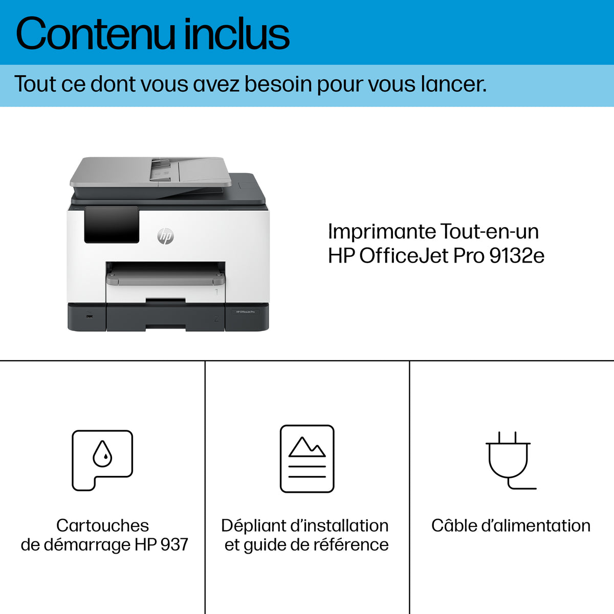 Imprimante Multifonction Couleur Sans Fil OfficeJet Pro 9132e, Impression Recto-Verso