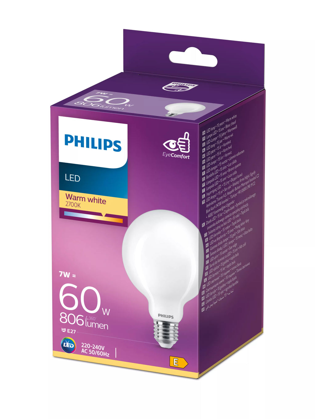 Philips Ampoule dépolie à filament 60 W G93 E27
