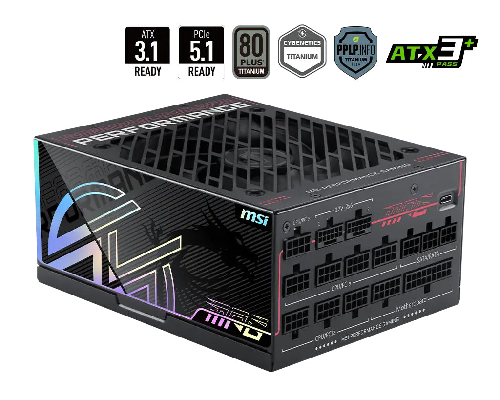 MSI MPG Ai1300TS PCIE5 unité d'alimentation d'énergie 1300 W 24-pin ATX ATX Noir