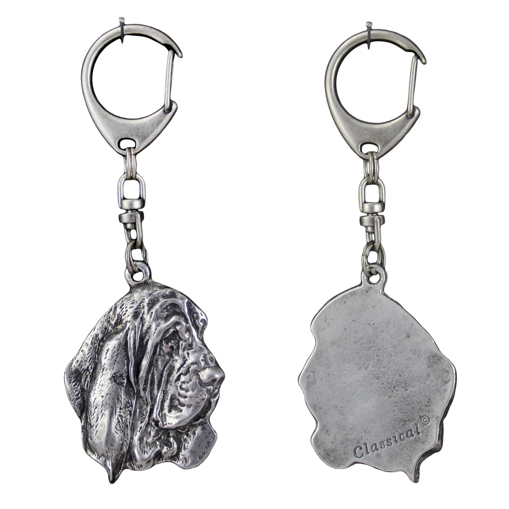 Basset Hound III - Silver-plated key ring with dog, handbag decoration, backpack pendant by Art-Dog brand