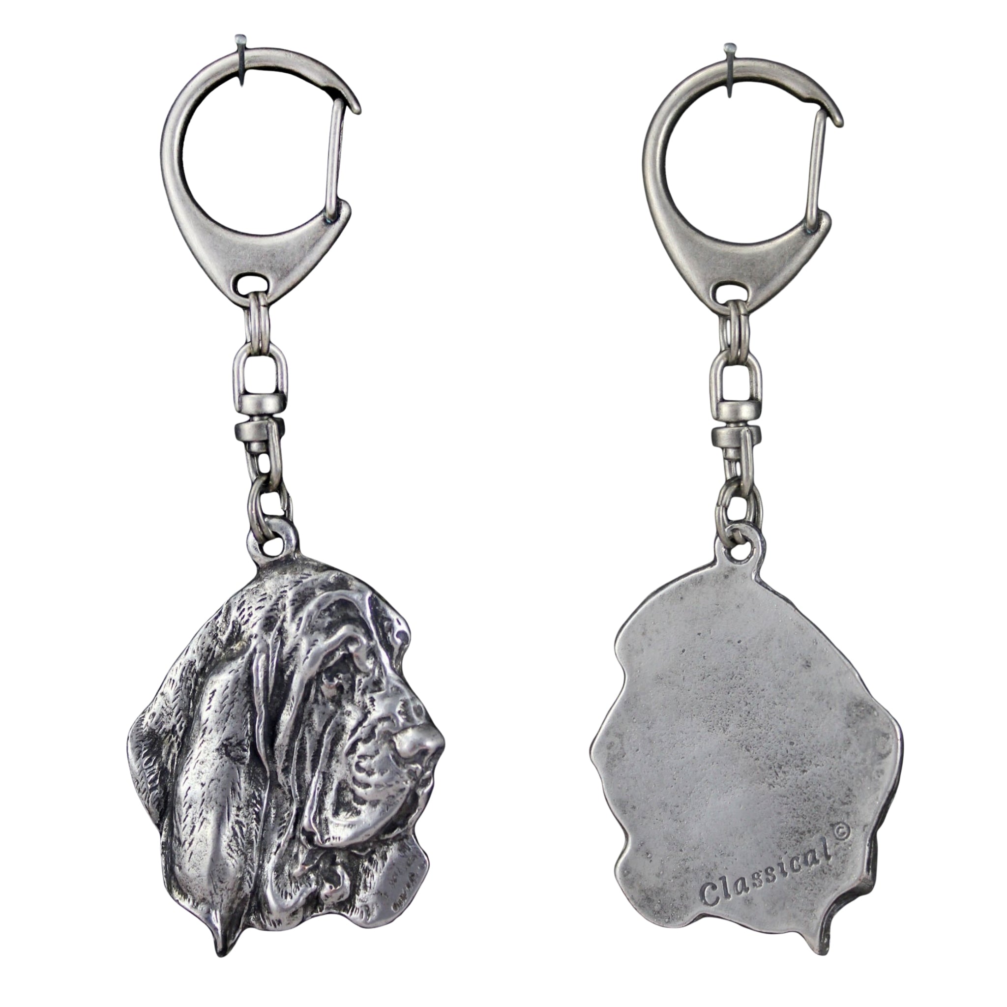 Basset Hound III - Silver-plated key ring with dog, handbag decoration, backpack pendant by Art-Dog brand