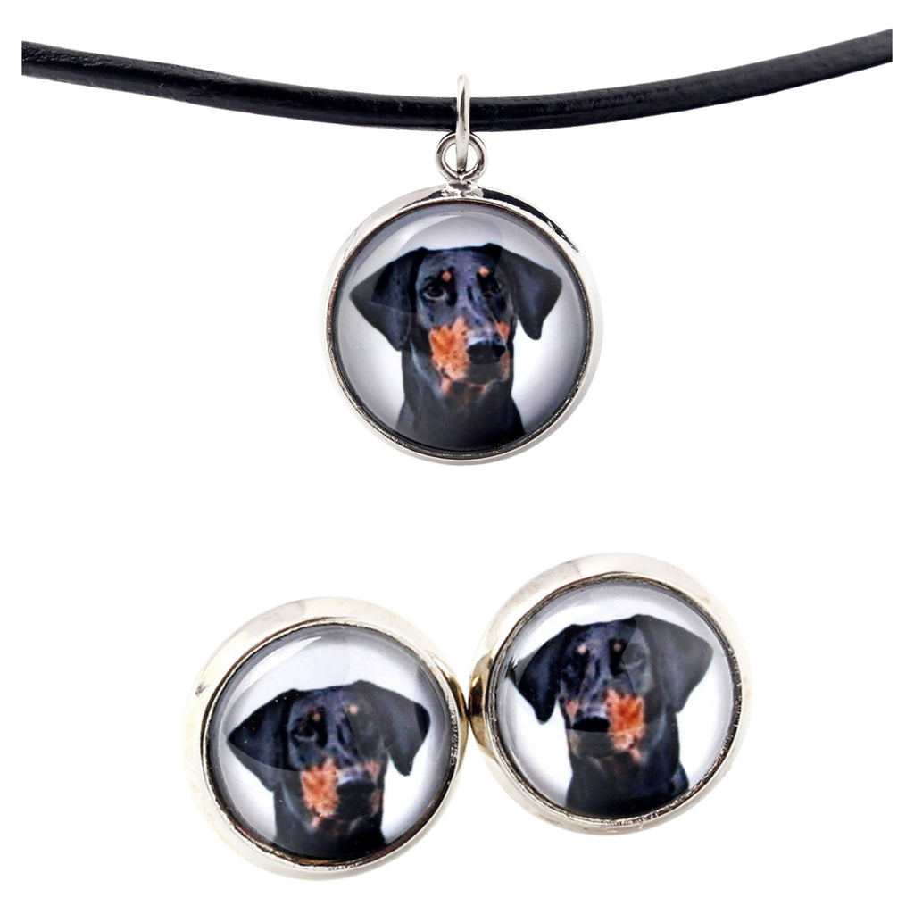 Dobermann, Doberman Pinscher, Dobie II - jewelry with your photo box, set of necklace and earrings, personalized products from the Art-Dog brand