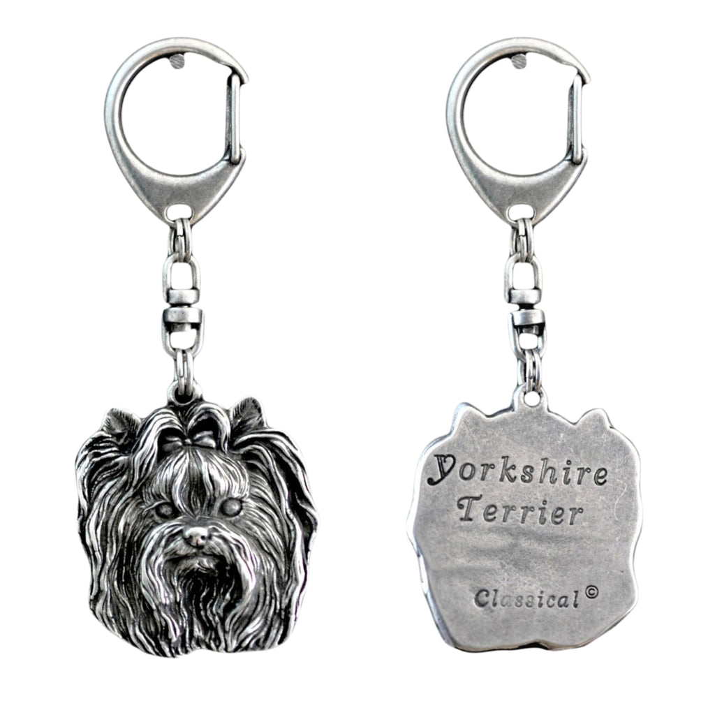 Yorkshire Terrier, Yorkie I - Silver-plated key ring with dog, handbag decoration, backpack pendant by Art-Dog brand