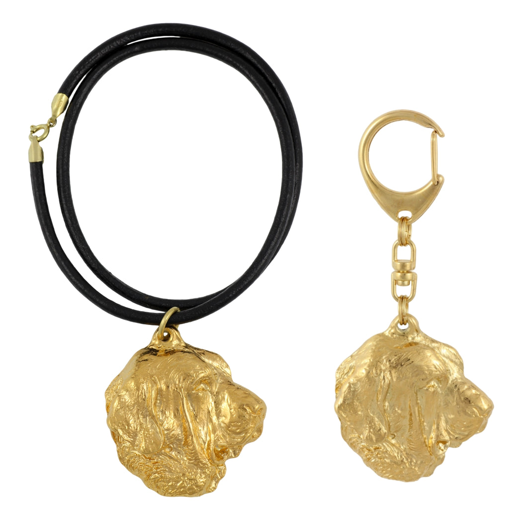 Spanish Mastiff, Mastín Español - keychain and necklace with a dog in a box, high-quality gold-plated product, Art-Dog brand