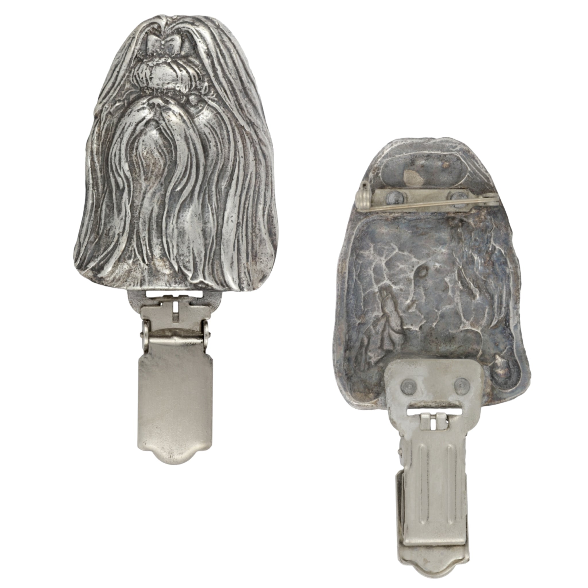 Shih Tzu, Chrysanthemum Dog - brooch with a clip, holder for a start number, silver-plated dog show pin from the Art-Dog brand