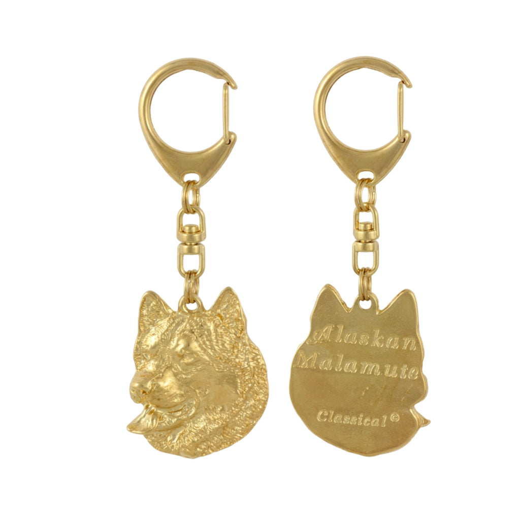 Alaskan Malamute - Gilded key ring with dog in gift box, handbag decoration, luxury accessory by Art-Dog brand