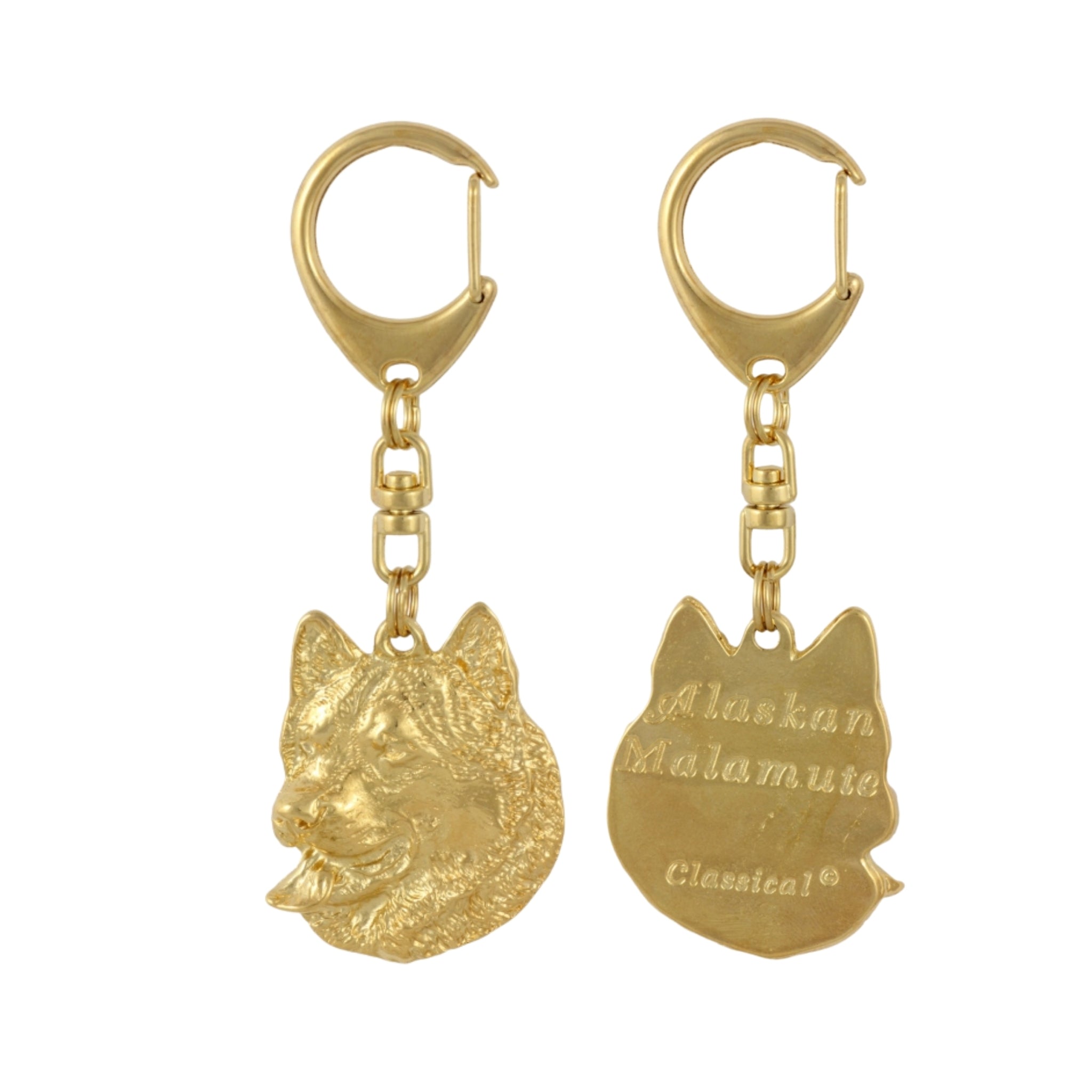Alaskan Malamute - Gilded key ring with dog in gift box, handbag decoration, luxury accessory by Art-Dog brand