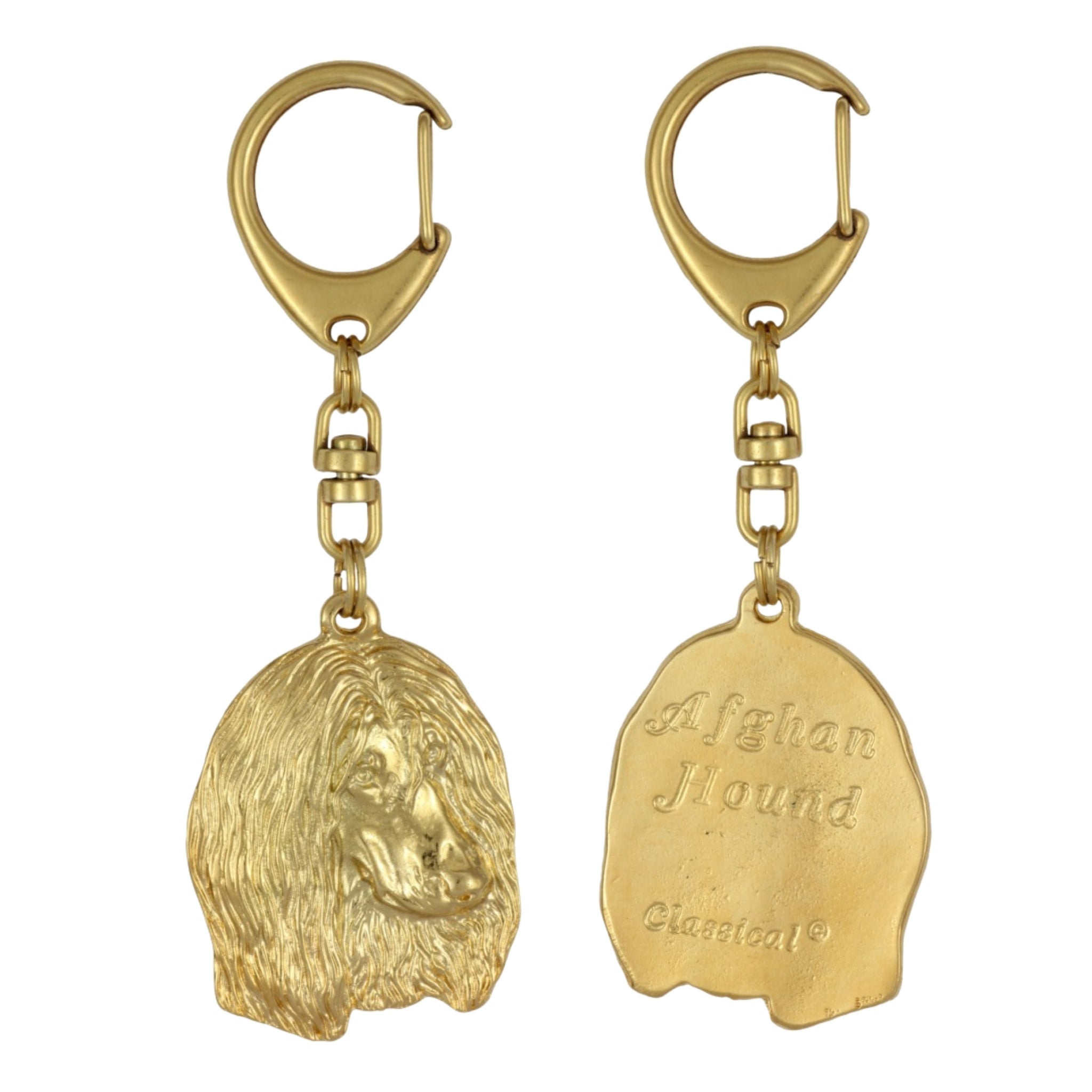 Afghan Hound, Tazi II - Gilded key ring with dog in gift box, handbag decoration, luxury accessory by Art-Dog brand