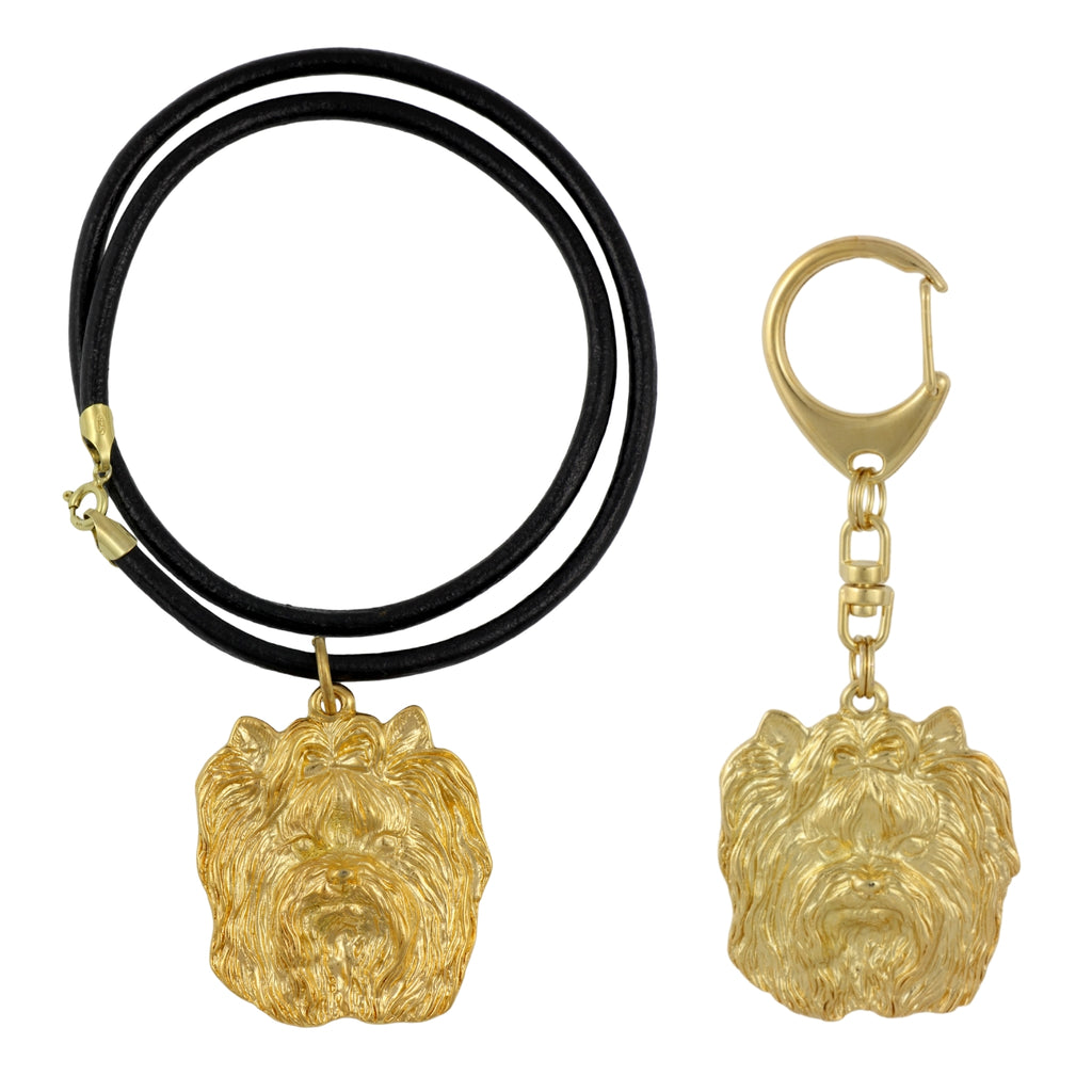 Yorkshire Terrier, Yorkie I - keychain and necklace with a dog in a box, high-quality gold-plated product, Art-Dog brand