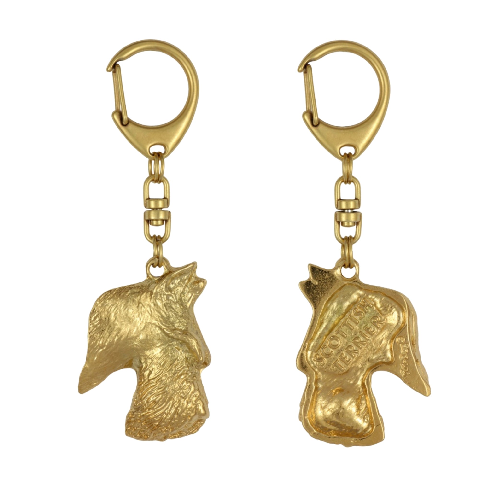 Scottish terrier, Aberdeen Terrier, Scottie, Aberdeenie - Gilded key ring with dog, handbag decoration, luxury accessory by Art-Dog brand