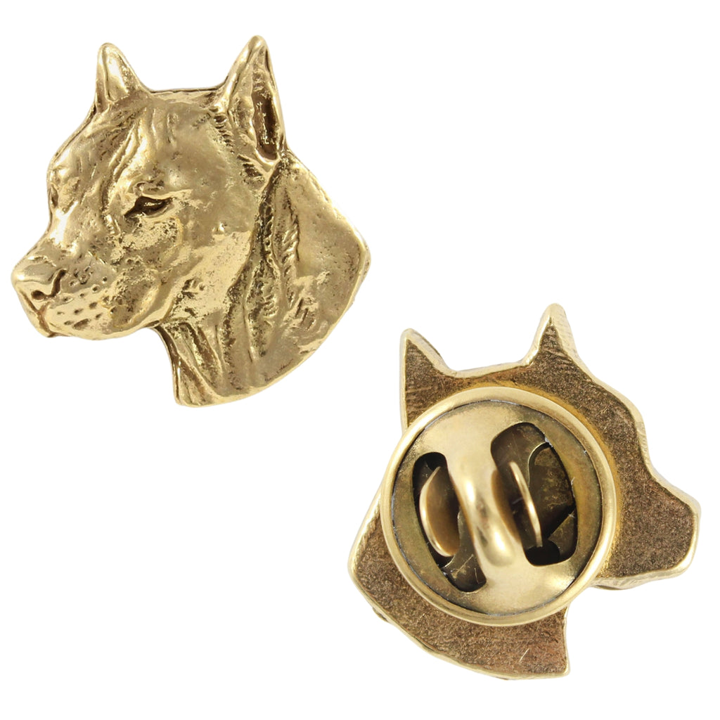 American Staffordshire Terrier, Amstaff I - Dog brooch in decorative box, elegant gold-plated pin, Art-Dog brand jacket pin