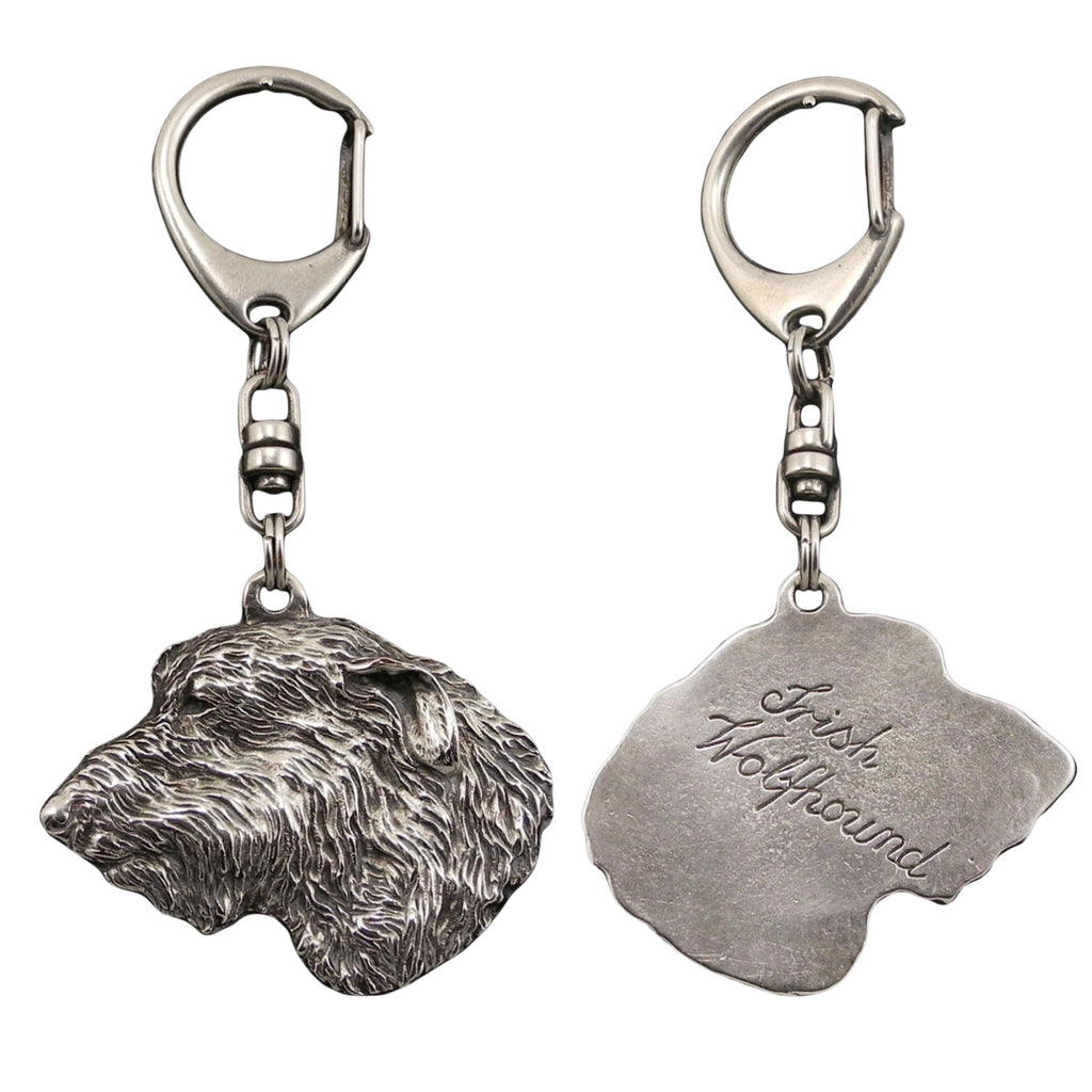 Irish Wolfhound I - Silver-plated key ring with a dog in a gift box, handbag decoration, backpack pendant by Art-Dog brand