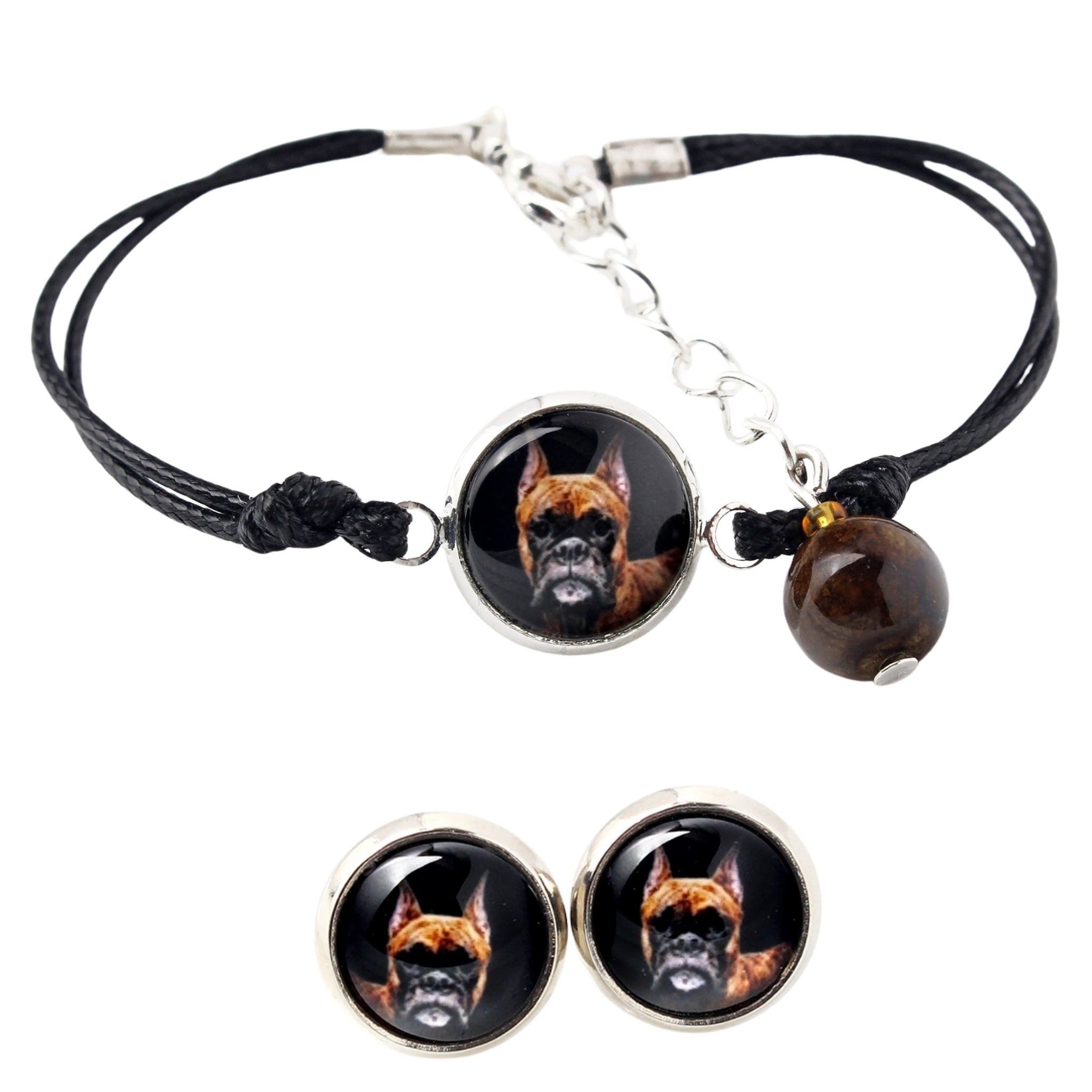 Boxer, German Boxer III - a set of jewelry with your photo, a woman's ornament, handmade item, a product made with passion for creating the Art-Dog brand.