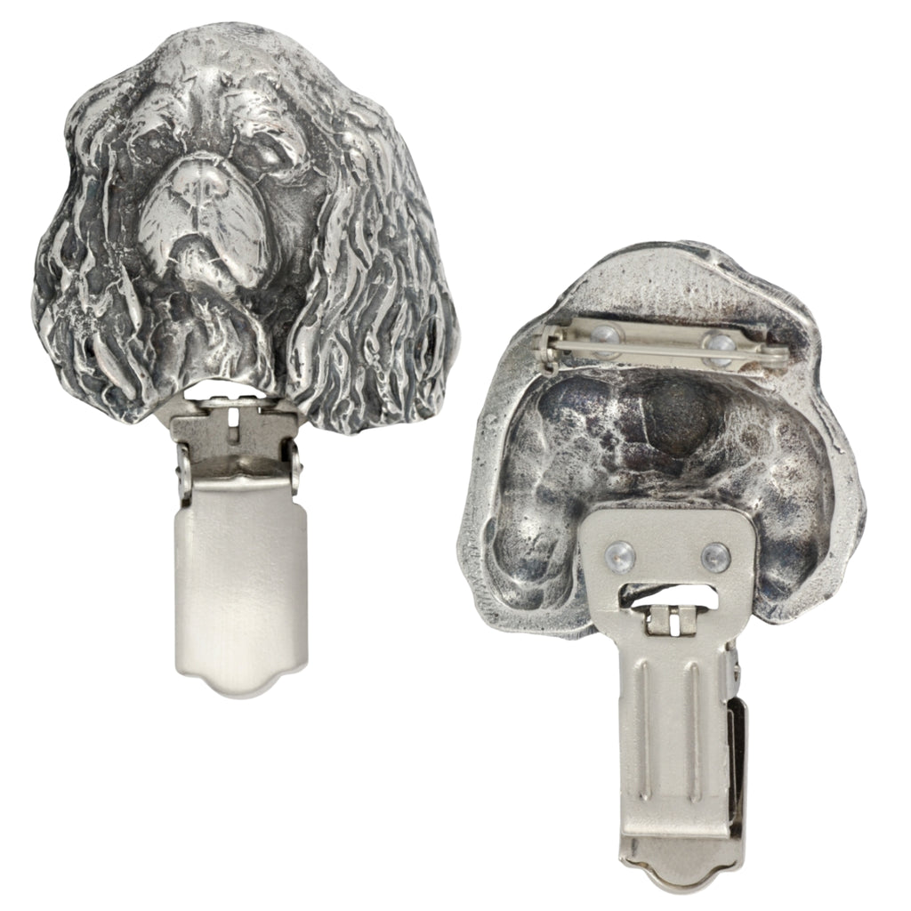 Hovawart, Hovie - brooch with a clip, holder for a start number, silver-plated dog show pin from the Art-Dog brand