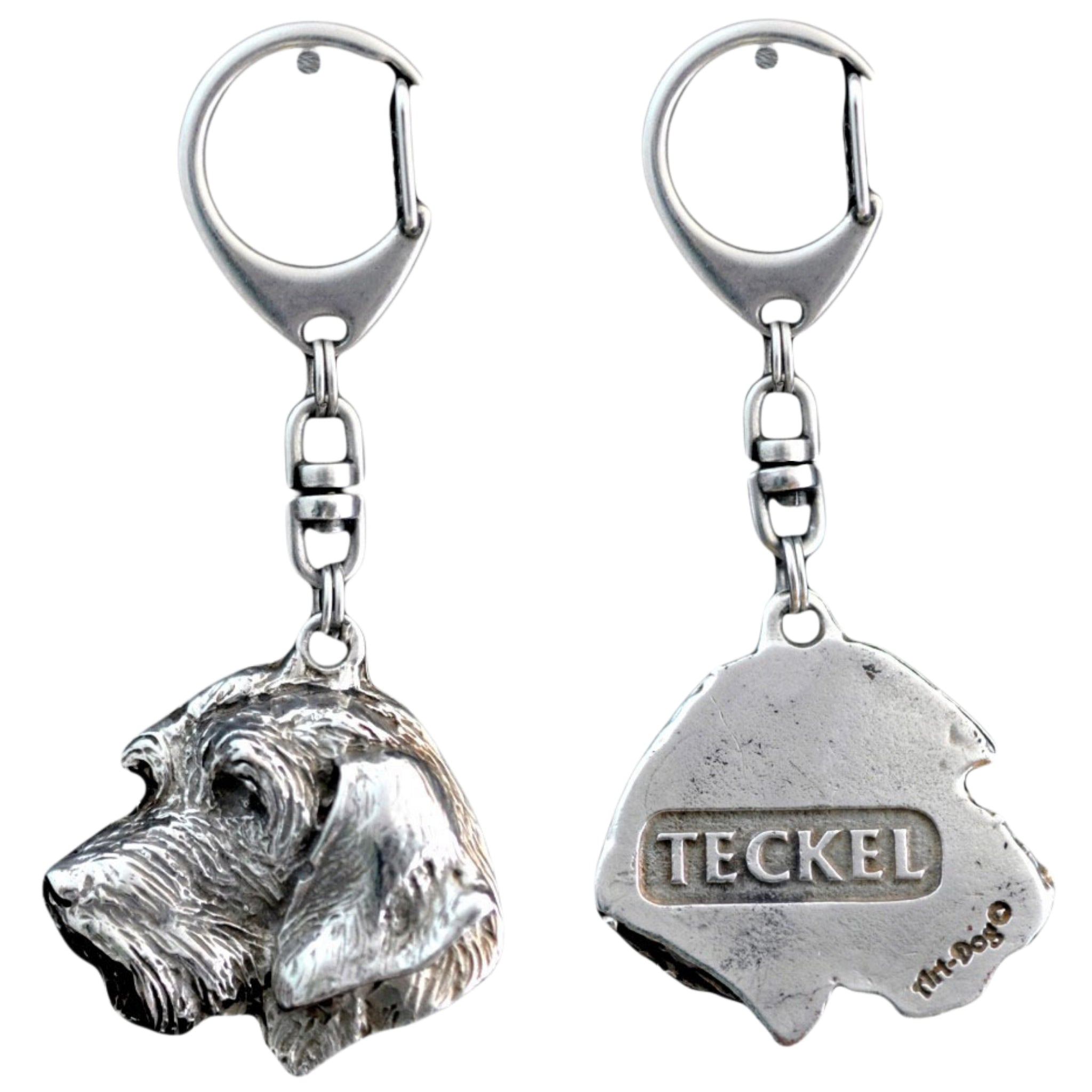 Dachshund II - Silver-plated key ring with a dog in a gift box, handbag decoration, backpack pendant by Art-Dog brand