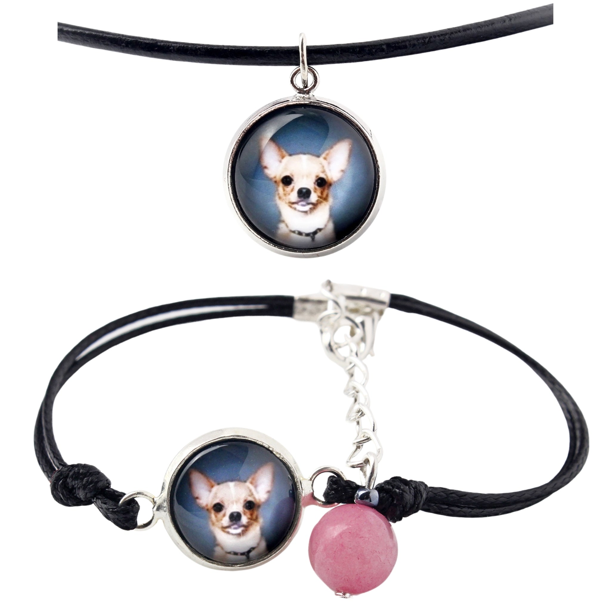 Dachshund Smooth-haired, Wiener dog, Badger dog - a set of jewelry with your photo, handmade set, bracelet and necklace by Art.-Dog brand